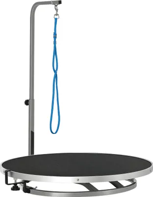 Image de Table de toilettage pour chiens PAWHUT D01-035V01, pivotante, plateau antidérapant, système de verrouillage, alliage d'aluminium, 65 x 65 x 72 cm - A