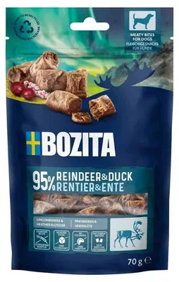Imagen del producto de BOZITA Bocaditos sabrosos de ciervo y pato - galletas para perros - 70g