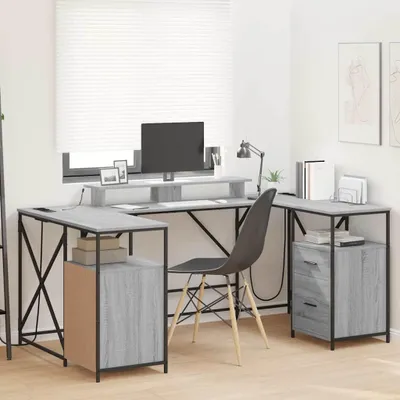 Obrázok produktu pre Maison Exclusive – písací stôl, sivý Imitácia dreva Sonoma, rozmer 182 x 101 x 87,5 cm