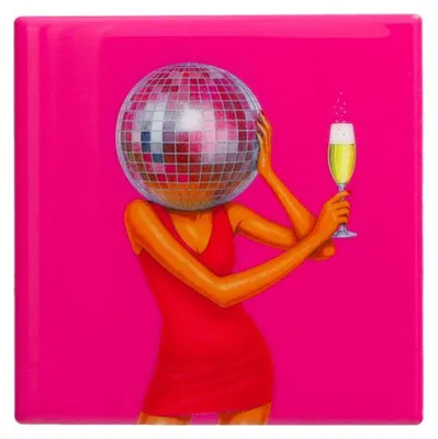 Produktbild von Gift Company Glasuntersetzer Love Tiles Frau mit Disco Kugel