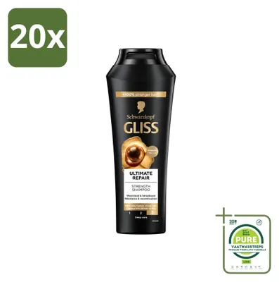 Obrázok produktu pre 20 ks šampónu Gliss Ultimate Repair – pre intenzívnu regeneráciu vlasov – 250 ml – veľké balenie – 20 kusov