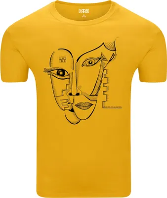 Produktbild von Diarbo Herren T-Shirt mit Abstraktes Druck Vom Kubismus inspirierter Druck Gelb Gr.L