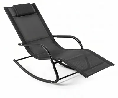Zdjęcie produktu dla KOMFOTTEU – Leżanka bujająca, ergonomiczny leżak ogrodowy z odpinaną poduszką pod głowę, leżak słoneczny z metalową konstrukcją, wytrzymały do 160 kg, oddychający leżak, krzesło bujane do użytku na zewnątrz, idealne do ogrodu i balkonu