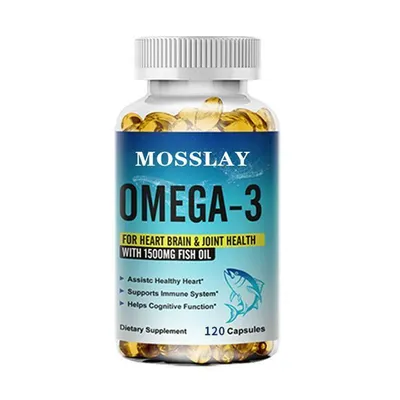 Image de Huile de poisson Oméga 3 1500 mg (120 gélules) Complément alimentaire, Articulations, Cerveau, Cœur, Nerfs, Yeux, Cheveux, Peau, Ongles