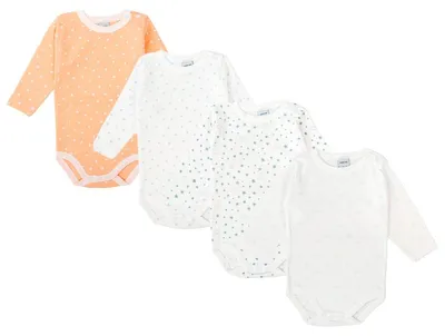 Produktbild von BABIDU | 4er-Pack Babybody Langarm mit Schulteröffnung – 100% Baumwolle, weich &