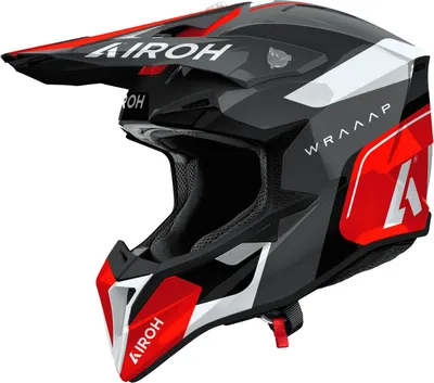 Zdjęcie produktu dla Kask motocrossowy Airoh Wraaap Conquer, czarny/biały/czerwony/szary, rozmiar M (57/58)