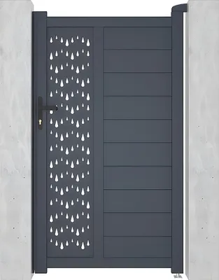 Produktbild von L.103 x H.181 cm anthrazit GREGOR Aluminium halbperforierte Schlupftür mit Design