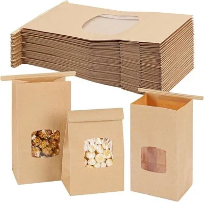 Obrázek produktu pro Malé papírové sáčky na pečivo – 100 kusů – 90 × 60 × 170 mm – hnědé