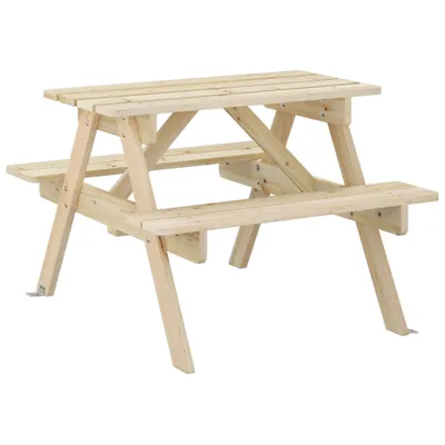 Produktbild von Picknicktisch für 4 Kinder mit Schirmloch Massivholz Tanne