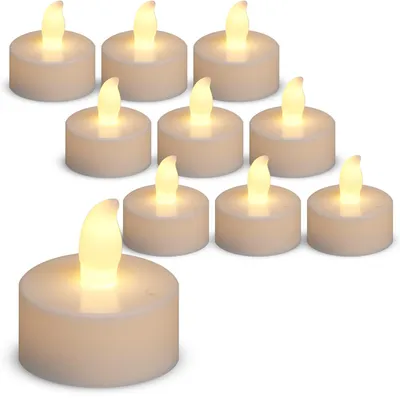 Produktbild von LED Teelichter 10er Set weiß mit realistischem Flackereffekt 3,5 cm