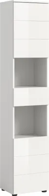 Produktbild von Hochschrank >Vira< 2 Türen, 1 Schublade, weiß / weiß hochglanz - 38x190x34cm (BxHxT)