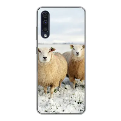 Produktbild von MuchoWow® Handyhülle Schutzhülle Hülle für Samsung Galaxy A30s Gruppe von neugierigen Schafen Silikon Softcase Handy Hülle - Karteninhaber