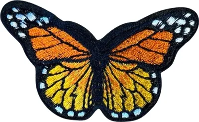 Produktbild von Schmetterlings-Emblem-Aufnäher zum Aufbügeln in Orange und Schwarz