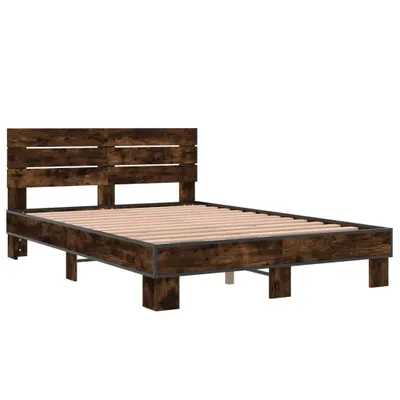Obrázok produktu pre Posteľný rám dymový dub 140x200 cm kompozitné drevo a kov