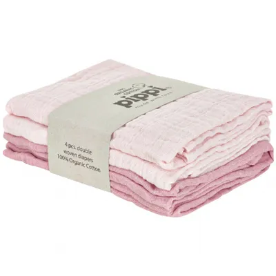 Produktbild von Pippi wickeltücher Diapers junior 65 x 65 cm Baumwolle rosa 4 Stück