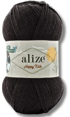 Obrázek produktu pro Alize 1x 100 g Happy Kids vlna, jednobarevná, háčkování, pletení (černá – 60)