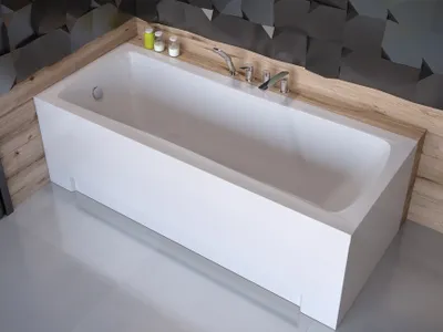 Produktbild von BADLAND Badewanne Rechteck Optima 160x70 mit Acrylschürze, Füßen und Ablaufgarnitur GRATIS