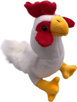 Image de Onwomania Peluche Tissu Animal Coq Poule blanc assis 20 cm