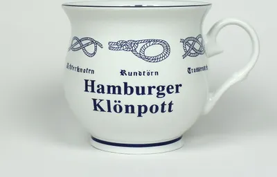 Produktbild von Hamburger Klönpott mit Seemannsknoten bauchig Kaffeebecher Kaffeetasse Kaffee Pott