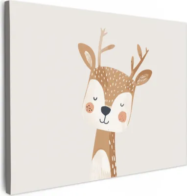 Produktbild von Leinwand Bilder 70x50 cm - Kinder Beige - Hirsch, Bilder Wohnzimmer Modern, Wanddeko