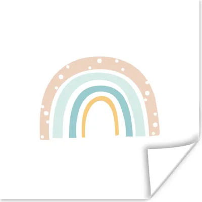 Produktbild von MuchoWow® Poster Regenbogen - Kinder - Pastell - Tupfen - Baby 75x75 cm - Wand Dekoration