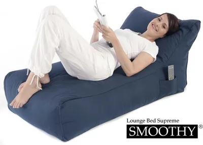 Produktbild von Smoothy® Sitzsack Bett mit Baumwollbezug XXL (128x70x66 cm) – Bequemer Universal Lounge Beanbag für Erwachsene & Kinder inkl. Seitentasche