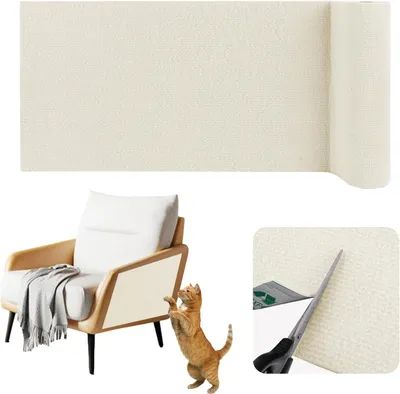 Image de Tapis griffoir pour chats, 40 cm x 3 m, adhésif, beige, en feutre, pour protéger les meubles