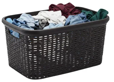 Produktbild von Plasticforte Waschekorb - 35 l - braun - Rattan - 53 x 36 x 26 cm