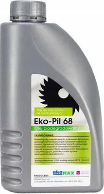 A bottle of biodegradable chainsaw oil.