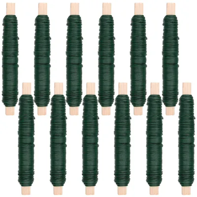 Obrázek produktu pro Balení výhodné sady drátů na květiny - 12 kusů - 0,7 mm x 35 m - zelené - drát z oceli - drát pro tvoření, zahradnictví a květinářství - vázací drát