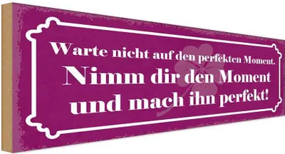 Produktbild von vianmo Holzschild 10x27 cm nimm dir Moment und mach perfekt Spruch Zitat