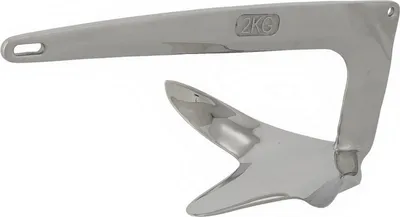 Produktbild von Bruce Anker V4A Edelstahl Hochglanz, 1–20kg, Salzwasserfest, UV-beständig für Boot & Yacht, Ankern in Sand Schlick Kies Größe: 1,0 kg