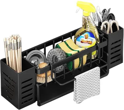 Image de Organisateur de cuisine multifonctionnel avec système d'évacuation des eaux et espace de rangement
