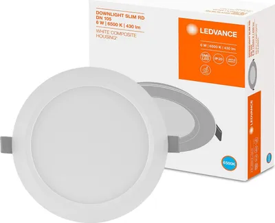 Obrázek produktu pro LEDVANCE DL SLIM DN 105 6 W 6500 K WT, 1 žárovek, 6500 K, 430 lm, IP20, Bílá