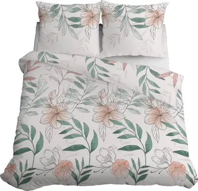 Produktbild von Satin Bettwäsche 220x200 Blumen Blätter Pastell