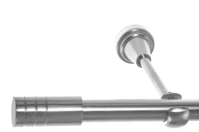 Produktbild von Gardinenstange Set Edelstahl Look Metall Ø 19mm zur Wandbefestigung 1-lauf Zylinder, Länge wählbar H18E60