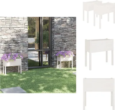 Immagine prodotto di vidaXL Fioriera 2 pz. Bianco 70x31x70 cm in legno di pino massiccio - Vasi da fiori e fioriere