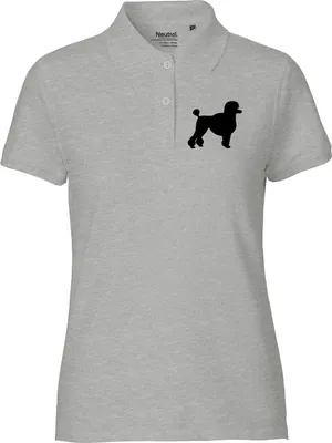 Produktbild von Huuraa Damen Polo Shirt Pudel Silhouette XS Sport Grey Bio Baumwolle Fairtrade Poloshirt Geschenkidee