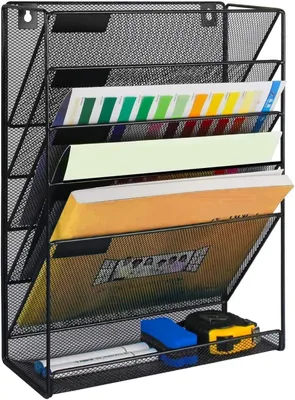 Produktbild von 6-lagiger Wand-Akten-Organizer, Fächer-Organizer, Wand-Aktenregal für Büro und Zuhause, Schwarz
