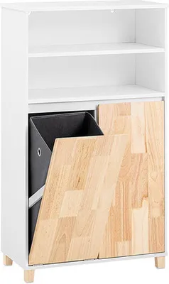 Obrázok produktu pre Drevená skriňa na bielizeň Rootz – úložný priestor na bielizeň – kúpeľňová skriňa – priestranný organizér – 64 cm x 110 cm x 33 cm. Jednoduchá montáž – odolné materiály.