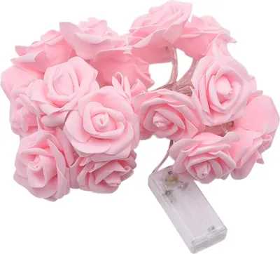 Produktbild von Lichterkette mit rosa und weißen Rosenblüten, LED-Geburtstags- und Hochzeitsdekoration, dekorative Blumenlichter,Pink
