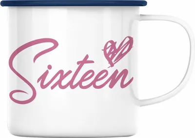 Produktbild von Trendation - 16. Geburtstag Emaille Tasse Geschenk Mädchen Geschenkidee Lustig Spruch 16 Geschenke Geschenkideen zum 16 Bday 16er Witzig (Blau)