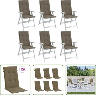 Image de The Living Store Coussins de chaise à haut dossier 6 pcs. Melange Taupe 120x50x4 cm Tissu