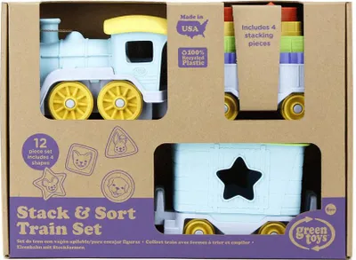 Produktbild von Green Toys Stapel- und Sortierzug, 12-teilig
