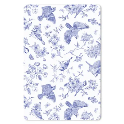 Produktbild von MuchoWow® Mauspad Mousepad Vintage - Vogel - Blumen - Blau 40x60 cm - Mousepads - Maus Mat - Pad - Mausunterlage - Schreibtisch Accesoire