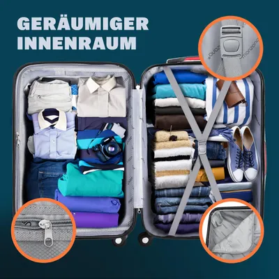 Immagine prodotto di Monzana Valigie Set di 3 pezzi m l xl trolley valigie rigide leggere lucchetto bagaglio a mano viaggio grigio