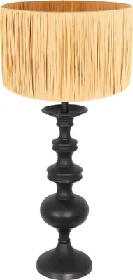 Produktbild von Steinhauer Tischleuchte Lyons 1-flammig Schwarz Matt/ Holz 40x40cm