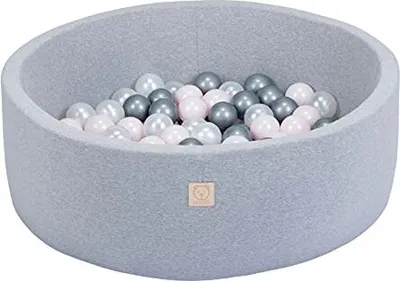 Produktbild von MISIOO Smart Bällebad 90x30 cm/200 Bälle  - Bällebader Kinder für Baby Zimmer - Baby Spielzeug - Hellgrau: Hellrosa/Perlen/Silber