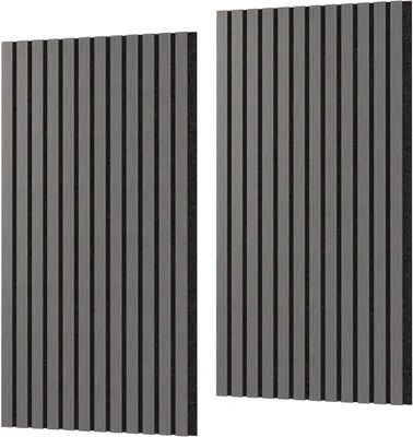 Obrázek produktu pro TRMLBE Akustické panely 2 kusy nástěnných panelů samolepicí dřevěný vzhled 120x60 cm nástěnné obložení s dýhou Akustické panely dřevěné panely lamelové obložení, černá barva