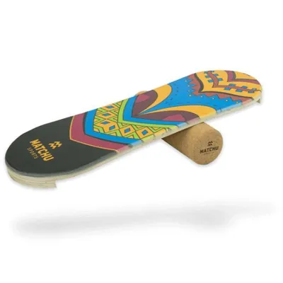 Produktbild von Matchu Sports Balancierbrett + Rolle - Balance Board - aus Holz - 73x25x3 cm